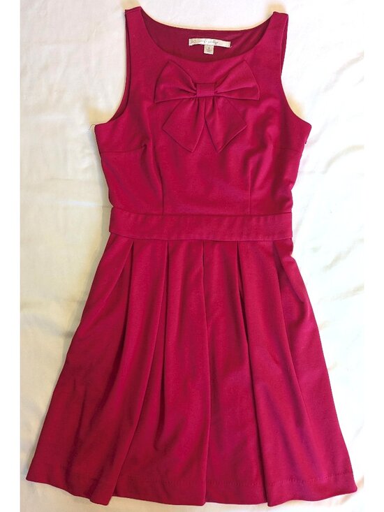 LC Lauren Conrad Magenta Pink Fit and Flare Sleeveless Dress with Bow Detail | 6 - Picture 2 of 6